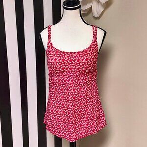 Tropical Escape: Pink Floral Crisscross Strap Bathing Suit Top Size L